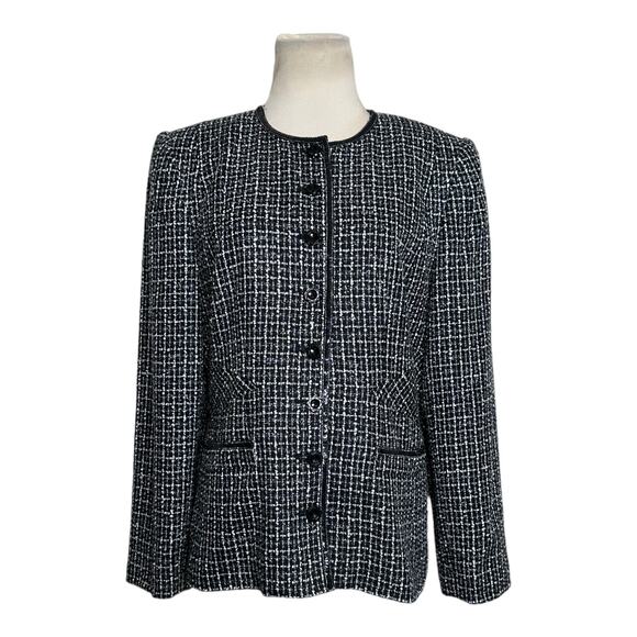 Sag Harbor black tweed sequin trim detail button blazer size 12 - Picture 10 of 10